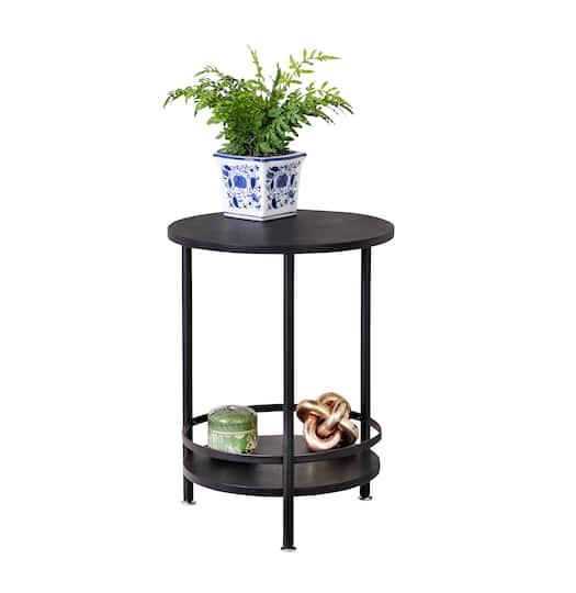 6 Pack: Honey Can Do Black 2-Tier Round Side Table